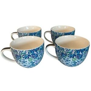 Lilly Pulitzer Vibrant Blue and Green Lion XX, Lilly  Floral Mugs (4)